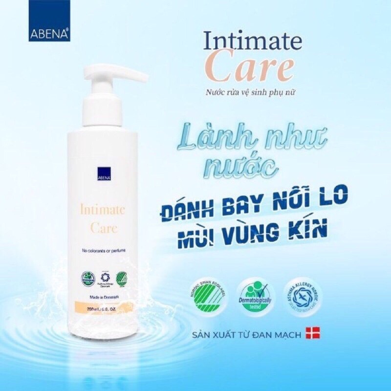 Dung dịch vệ sinh vùng kín Abena intimate Care (nước rửa vệ sinh phụ nữ không màu không mùi, 200ml, đan mạch)