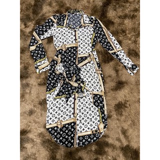 Váy lụa chữ LV hiệu Zara chanh xả
