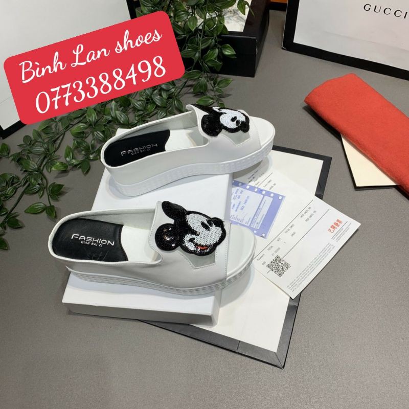 Dép xuồng 7 phân da pha lưới
