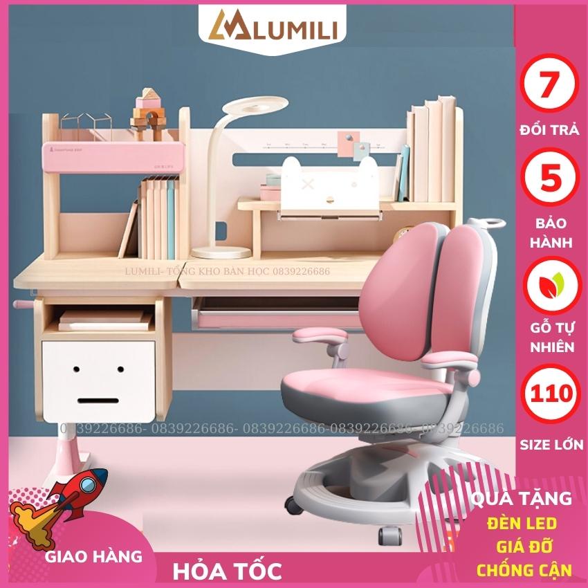 [ Miễn phí vc 100%] bộ bàn học chống gù cao cấp LUMILI 303F bàn học thông minh kèm giá sách cho bé