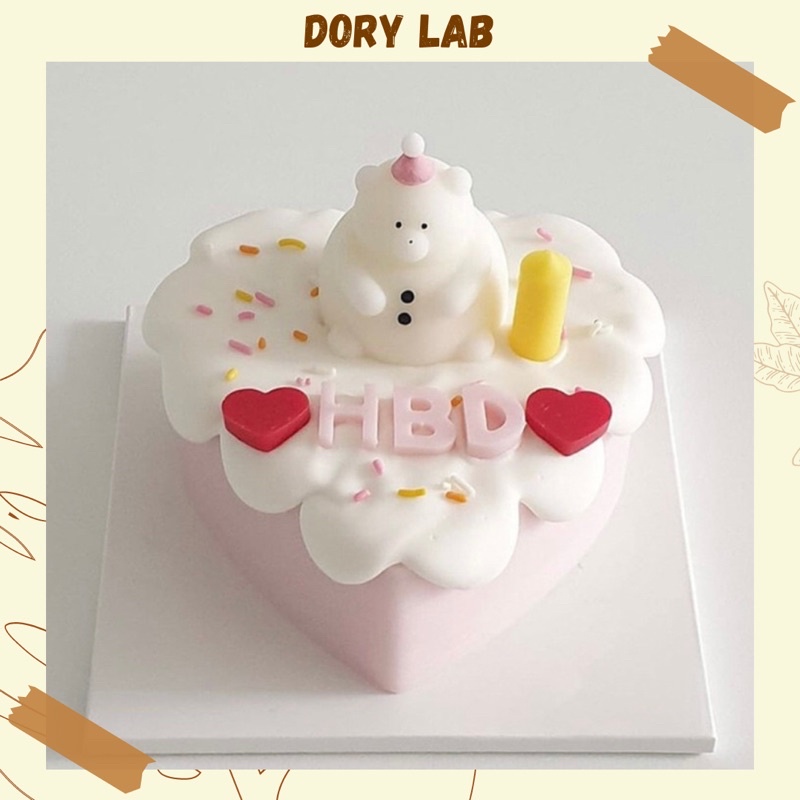 Nến Thơm Handmade Bánh Sinh Nhật Gấu Béo Ú Cute - Dory Lab