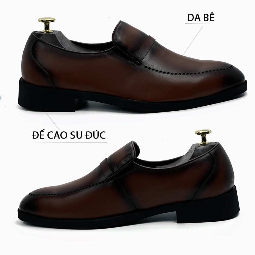Giày da nam công sở ERMAND kiểu dáng Loafer da bò thật bảo hành 12 tháng - T407