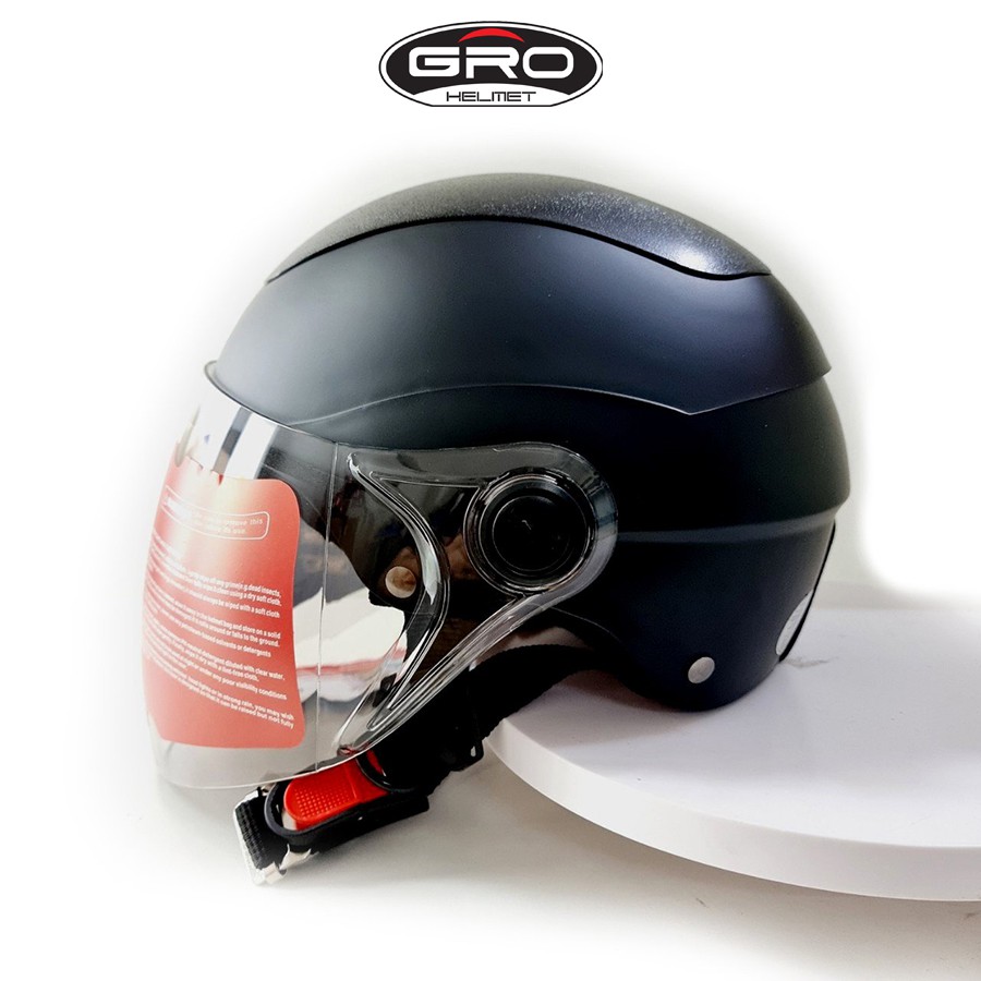 Mũ bảo hiểm nửa đầu chính hãng GRO, dạng vá thời trang có kính, nhiều màu