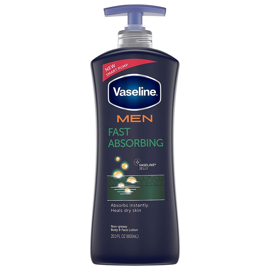 Dưỡng thể cho cơ thể & mặt nam giới Vaseline Men Fast Absorbing Body & Face Lotion 600ml