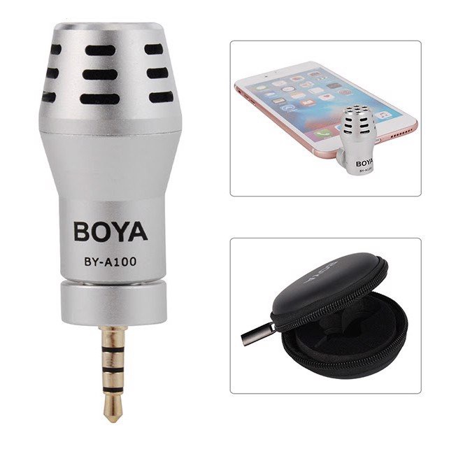 [Mã ELHACE giảm 4% đơn 300K] Microphone Cho Smartphone Boya BY-A100 (Bạc)