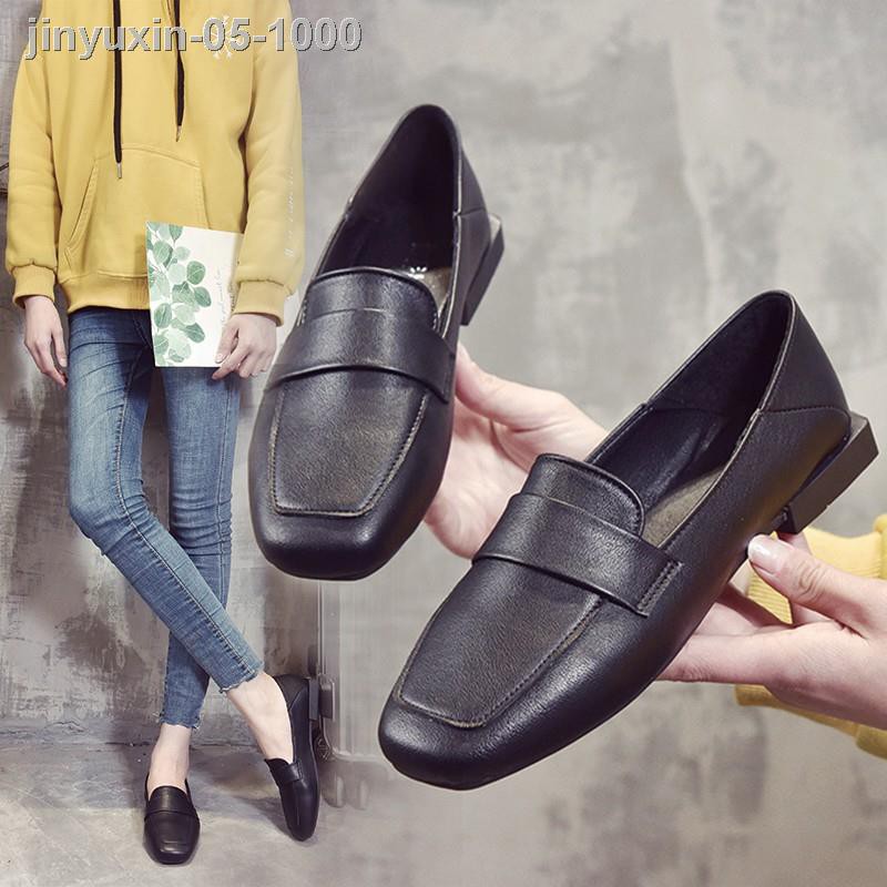 №►Đôi giày da đầu vuông kiểu Anh 2019