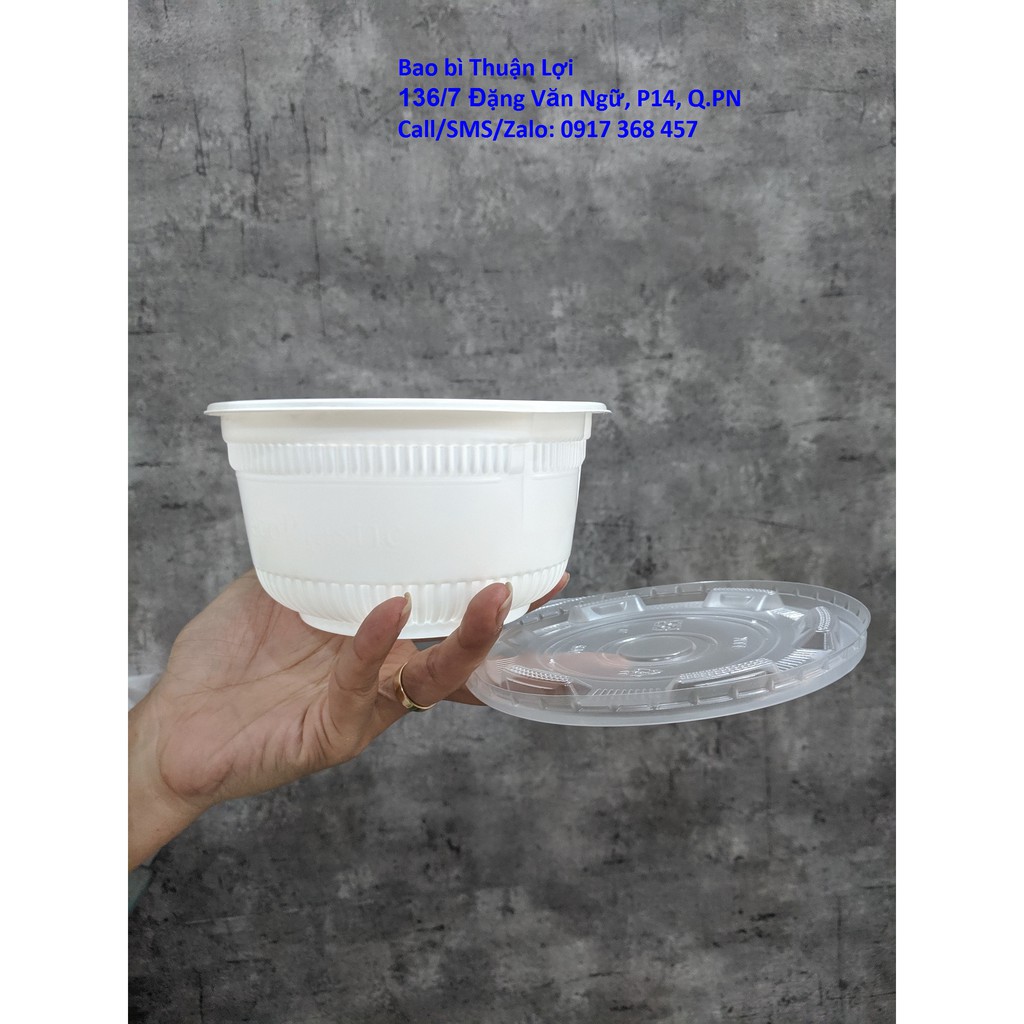 Tô nhựa 700ml (KÈM NẮP) màu [TRONG / TRẮNG SỮA] :đựng thực phẩm NÓNG / LẠNH [Lốc 25 cái] | BigBuy360 - bigbuy360.vn