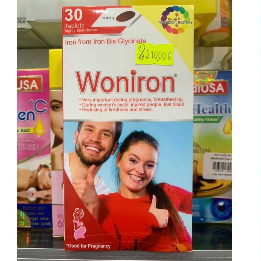Woniron Bổ Sung Sắt Hữu Cơ Cho Bà Bầu  Hộp 30 Viên - TP024