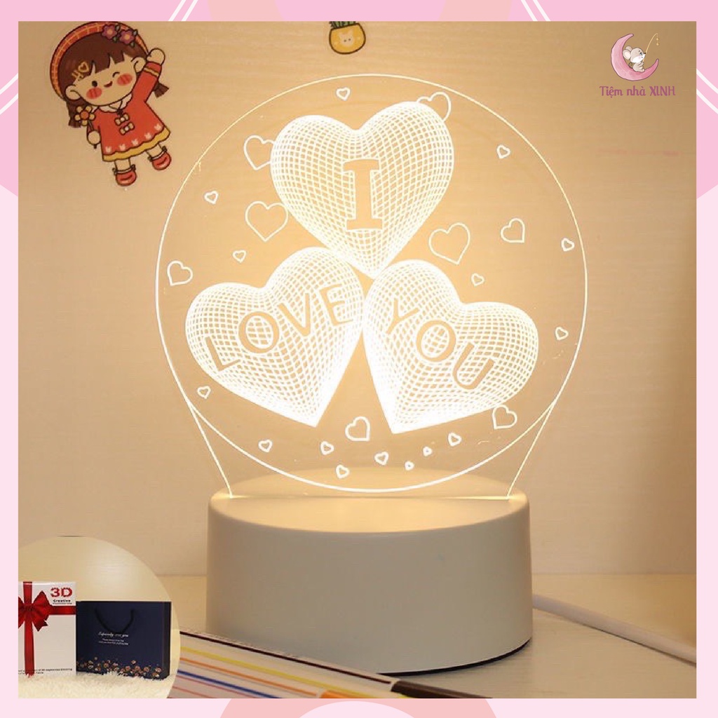 Đèn led 3D love you tặng bạn gái dây usb - Video tự quay [Hàng sẵn]
