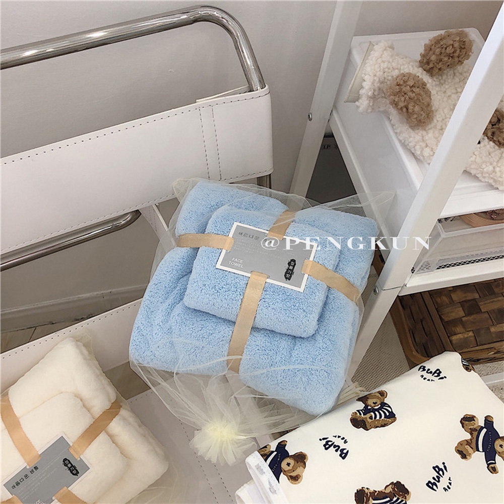 Bộ 2 Khăn Tắm Vải Lông Cừu San Hô Siêu Thấm Hút Không Phai Màu Cỡ Lớn Không Chứa Chất Nhờn Cho Mẹ Và Bé