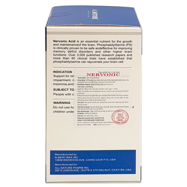 Viên bổ não Nervonic allnature – Tăng cường trí nhớ, giúp hoạt huyết và cải thiện trí não (30 viên)