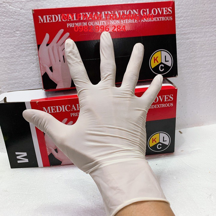 GĂNG TAY Cao Su Uốn Ép Nhuộm Tóc MEDICAL EXAMINATION GLOVES SIZE M 10 chiếc