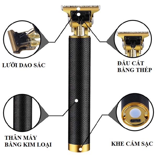 Tông đơ cắt tóc Chắn Viền Vintage T9 Chính Hãng Sạc Điện, Pin Cực Bền,cao cấp