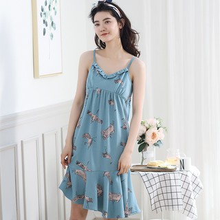Váy ngủ 2 dây sexy tiện lợi (đầm ngủ 2 dây) ,vải cotton 100%  thoáng mát