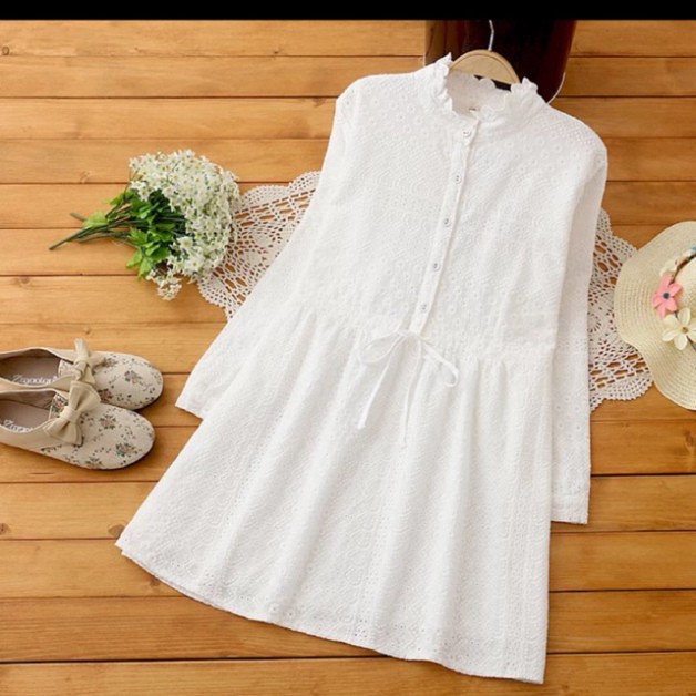 Đầm Váy Xô Ren Màu Trắng Dành Cho Nữ Babydoll Ngắn