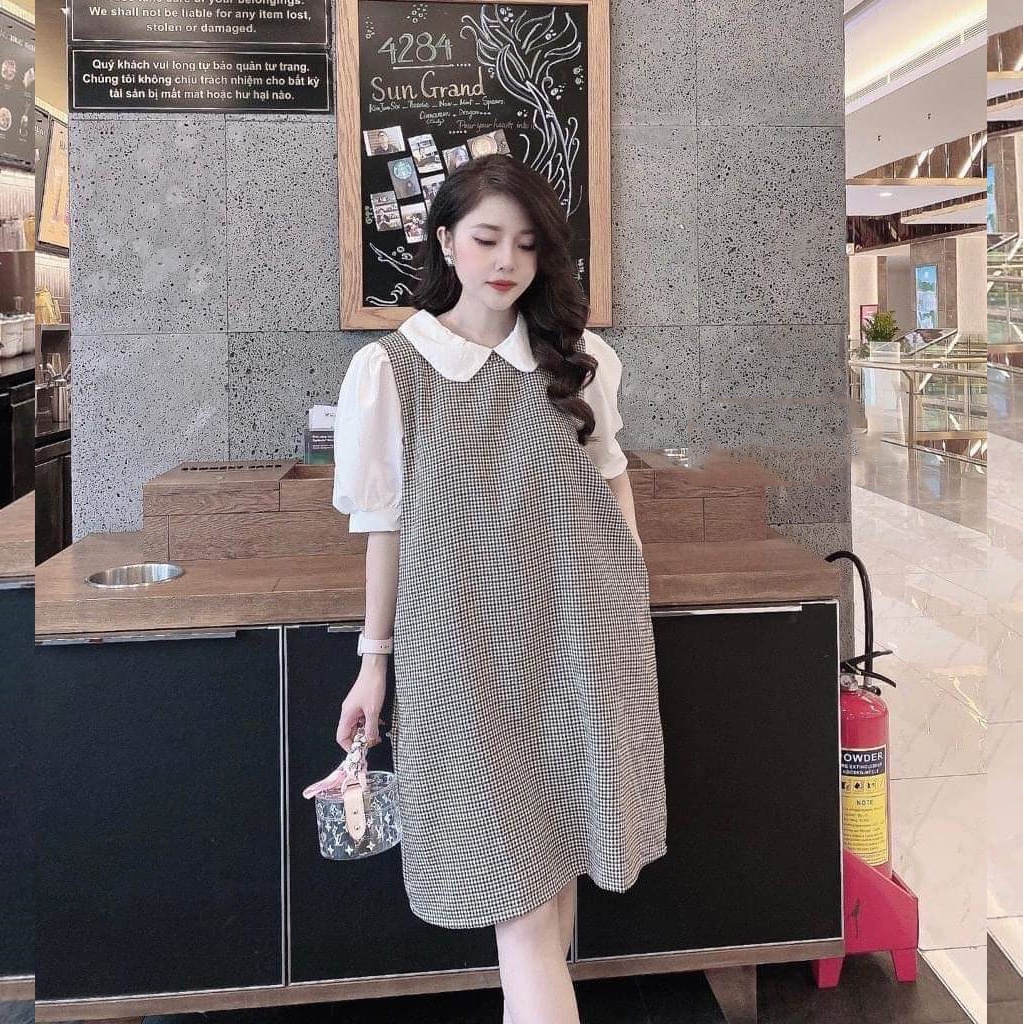 Đầm bầu thiết kế ghi cổ sen thời trang công sở MSP160 Mom and Baby