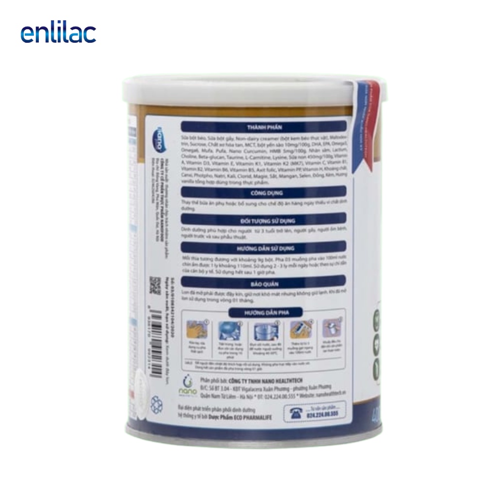 Sữa Bột Cho Bệnh Nhân Suy Giáp ENLILAC Thyro Giúp Tăng Cường Sức Khoẻ Tuyến Giáp 400g/Hộp