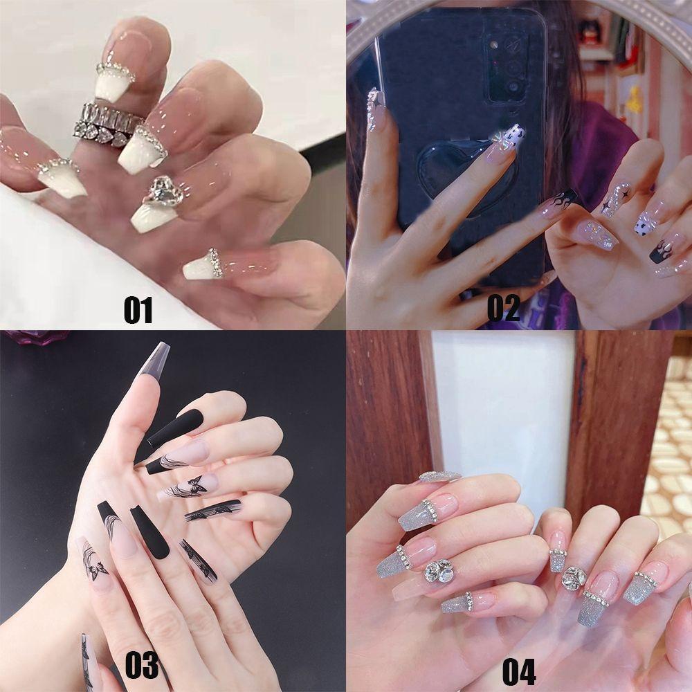 Hộp 24 Móng Tay Giả Có Thể Tháo Rời Kèm Túi Đựng MIHAN1|Bộ Móng Tay Giả Trang Trí Nghệ Thuật