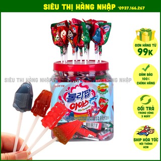 Kẹo mút Lotte 4 vị trái cây Hàn Quốc, kẹo mút cho bé vị dâu, dưa hấu, cola, soda