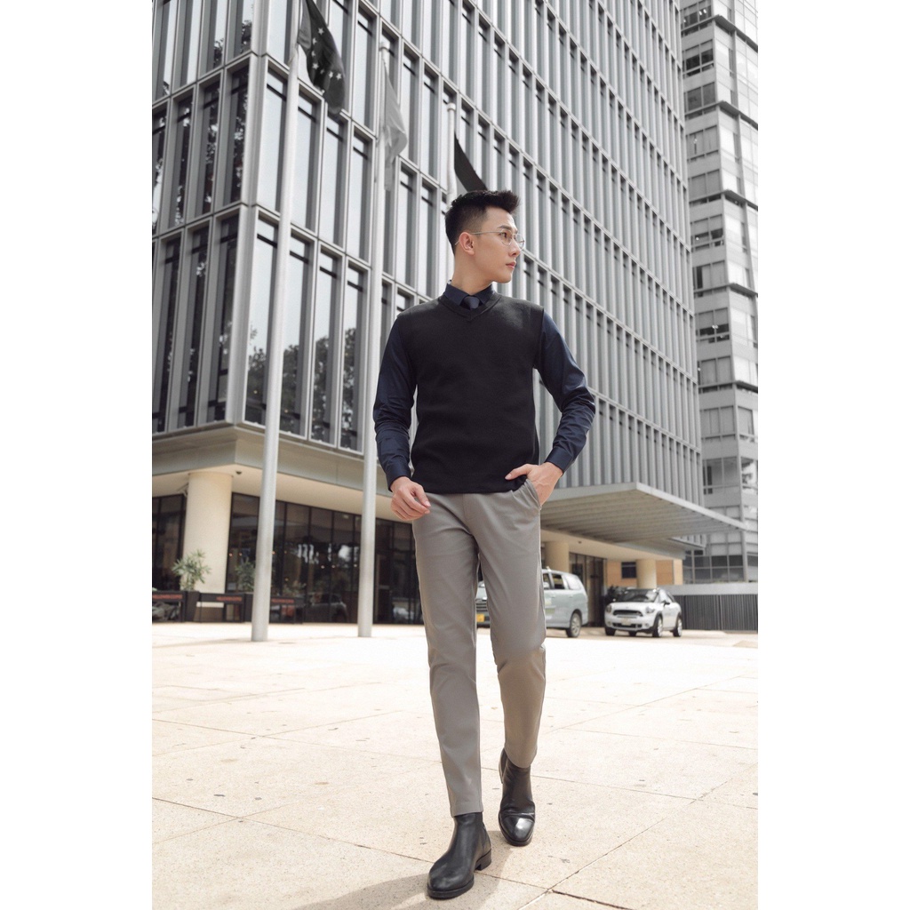 A/G Gile Len Nam Cổ Tim Màu Trắng Đen Phom Slimfit Phong Cách Thời Trang Tinh Tế