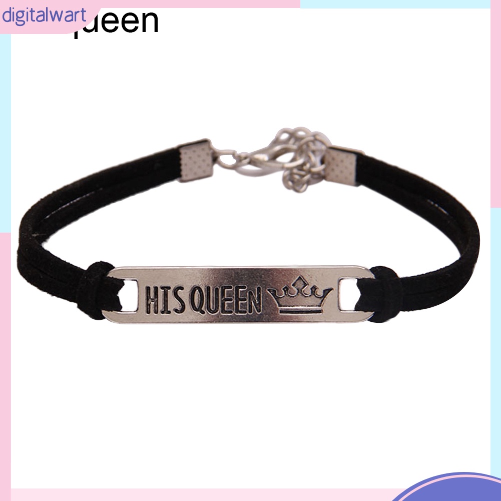 Vòng đeo tay gắn trang trí mặt kim loại His Queen / Her King dành cho các couple