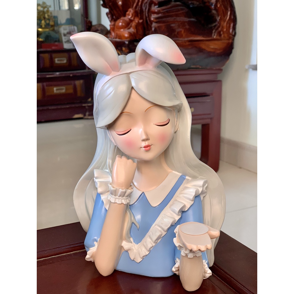 Tượng cô gái bê khay đựng đồ, chìa khoá, hoa quả  decor  nhà cửa, tặng quà tân gia