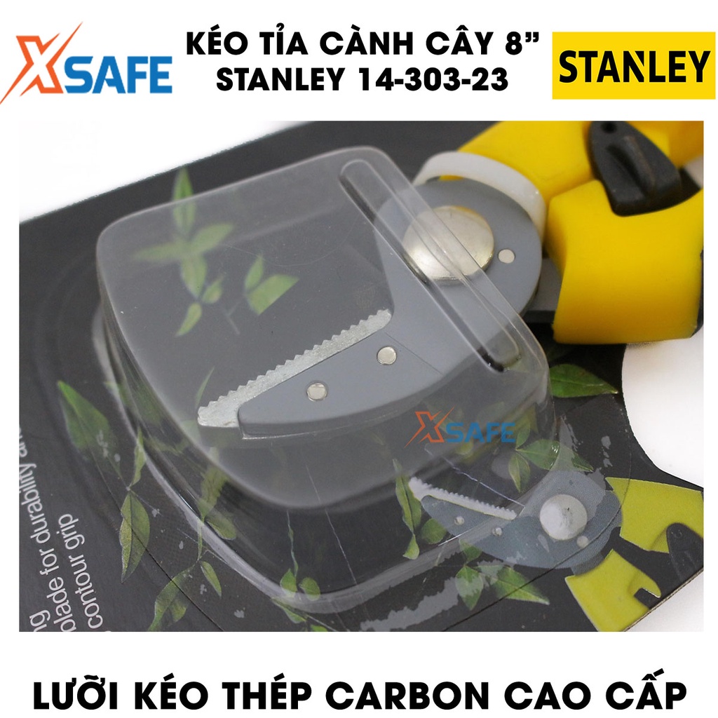 Kéo tỉa cành cây 8 inch STANLEY 14-303-23 200mm Kéo cắt tỉa kiểu dáng gọn gàng, cán cầm đệm lò xo trợ lực êm ái