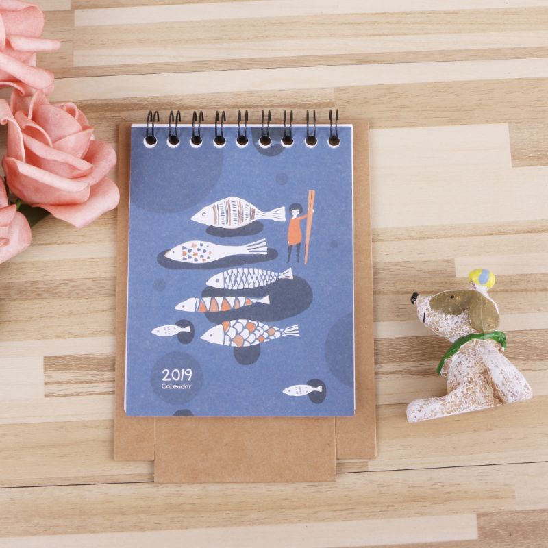 Lịch Để Bàn 2019 Họa Tiết Hoạt Hình Dễ Thương Đa Chức Năng