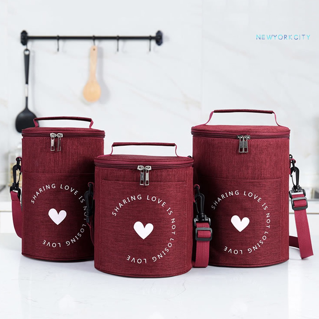 Túi Đựng Hộp Cơm Trưa Cách Nhiệt Phối Khóa Kéo Đôi Có Dây Đeo Vai Có Thể Điều Chỉnh