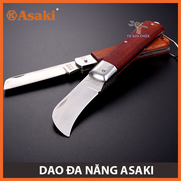 Dao tuốt dây điện, dao chiết cành lưỡi cong, lưỡi thẳng 5&quot; đa năng chính hãng Asaki AK-8600, AK-8601