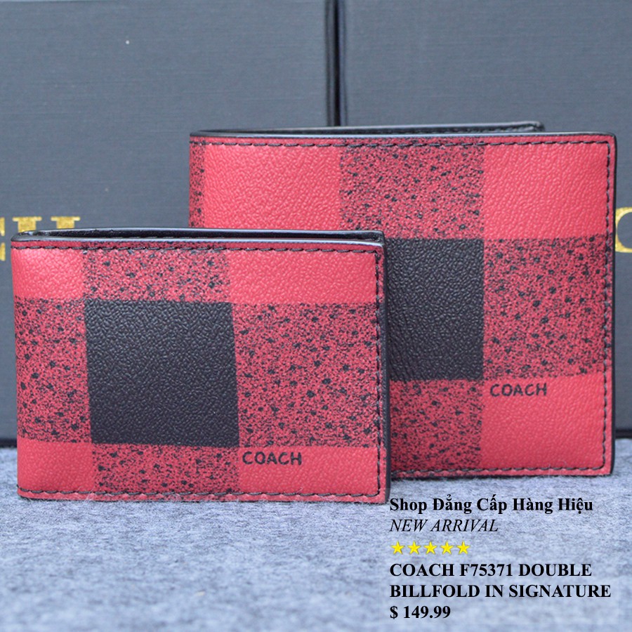 Ví Coach F73655 Double Billfold Square Red .