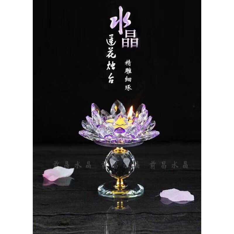 Đế nến pha lê hoa sen cao