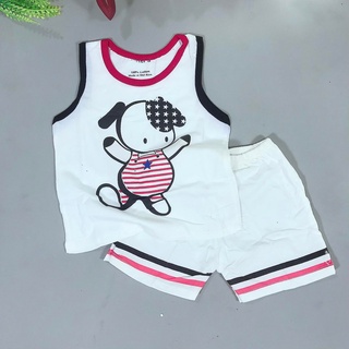 Đồ bộ thun cotton tici ba lỗ hình chó bé trai bé gái từ 8kg đến 18kg .