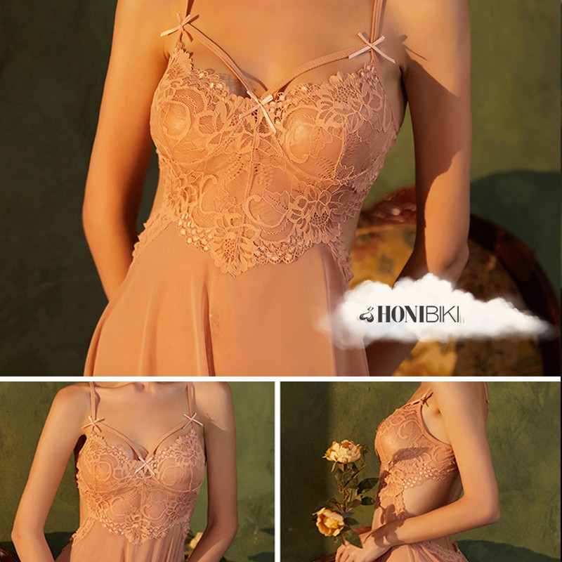 Set đồ bộ ngủ nữ sexy xuyển thấu - Đầm ngủ thời trang gợi cảm phối ren cho nữ HONIBIKI Mã VN03 | BigBuy360 - bigbuy360.vn