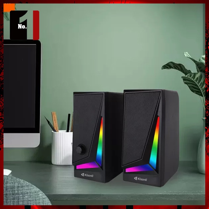 Loa Máy Tính Mini Để Bàn 2.1 Led RGB Kisonli X1 Loa Vi Tính Gaming Âm Thanh Hay Bass Lớn Có Dây Giá Rẻ