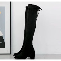 Giày boot nữ da lộn B SHOES, boot đùi da lộn lót nỉ, thắt nơ sau siêu xinh, gót cao 7 phân B09