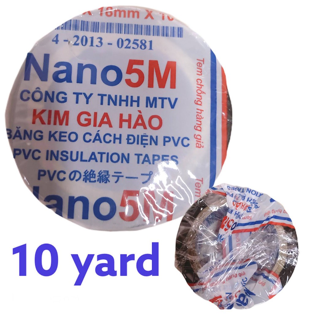 băng keo điện màu đen nano 5m 10y yard