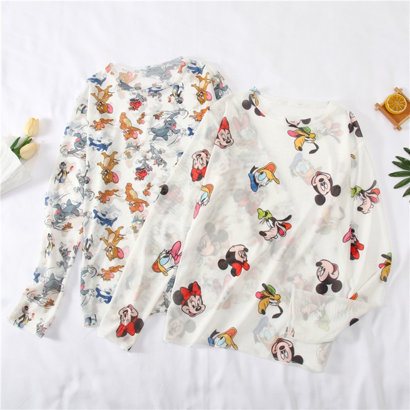 Fashion Korean Women Summer Beach Style Casual Floral Gauze Blouse Sunscreen Bikini Cover Up Tops T-shirt | BigBuy360 - bigbuy360.vn