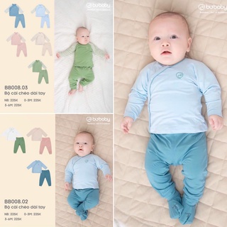 Bộ dài tay cài chéo Bambus sơ sinh Bu
