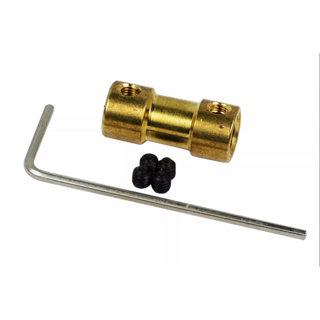 Khớp nối trục bằng đồng  màu vàng, lổ từ 2mm 3.17mm -- đến 5mm cho các loại mô tơ  đồ chơi.