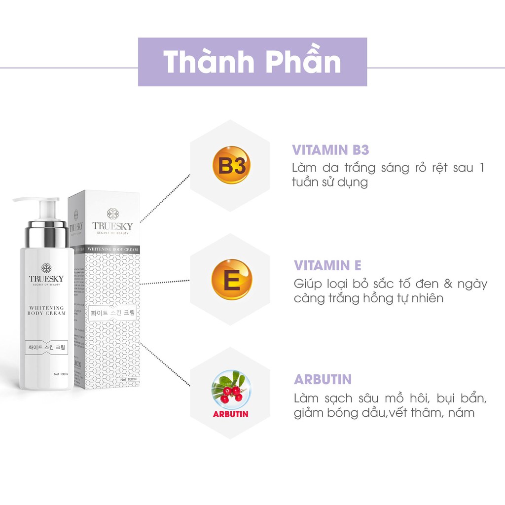 Kem ủ trắng body cấp tốc Truesky an toàn bật tone ngay lần đầu chính hãng 100ml - Whitening Body Cream | BigBuy360 - bigbuy360.vn