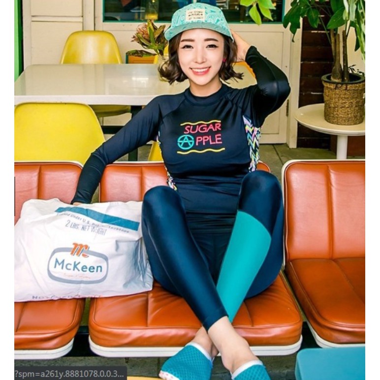 Đồ bơi Bikini dài tay quần dài phối sườn phong cách Hàn quốc | BigBuy360 - bigbuy360.vn