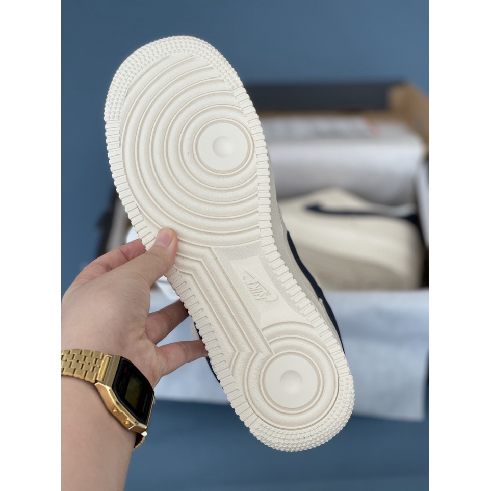 Giày Sneaker Nam Nữ - Giày Nike Air Force 1 AF1 Màu Be Viền Than Thể Thao Cổ Thấp Cao Cấp Full box + Bill