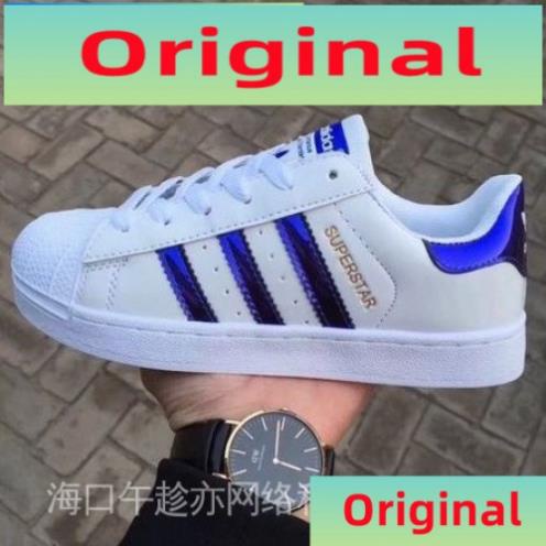 🐱 Adidas Superstar tennis Trắng Xanh Kim Loại