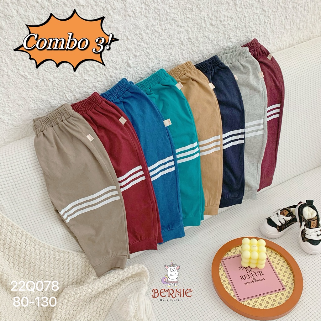 Set 3 quần bé trai Bernie thu đông chất cotton cho bé từ 9-22kg-22078