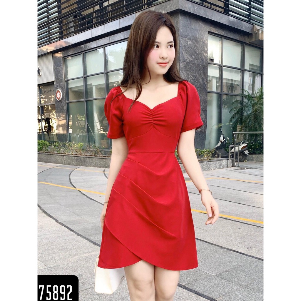 Đầm dự tiệc đỏ nổi bật diện Tết may mắn đủ size S,M,L,XL,XXL - 75892