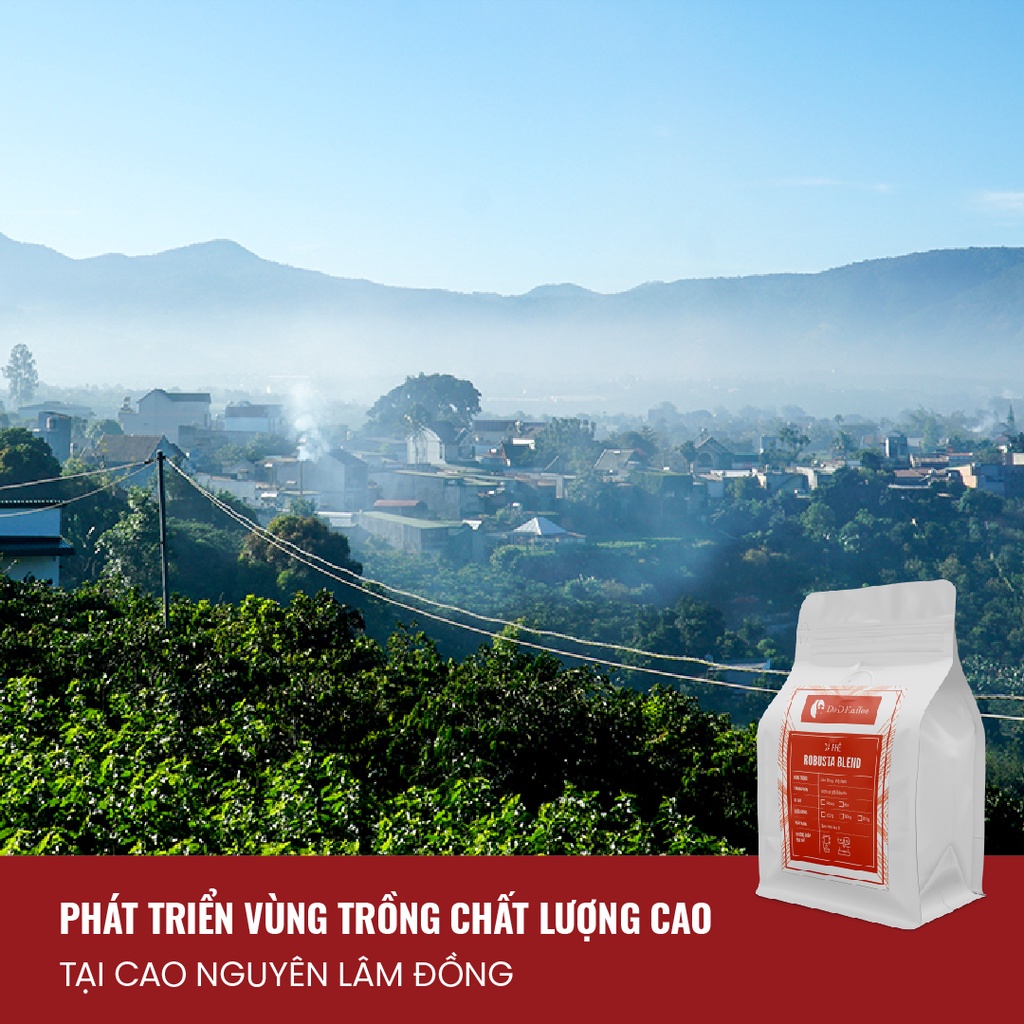 [Tặng Phin Nhôm Đỏ] Bộ 2 Gói Cà Phê rang mộc nguyên chất Robusta Blend 500gr Tặng 1 Phin Nhôm Cao Cấp - D&amp;D Kaffee