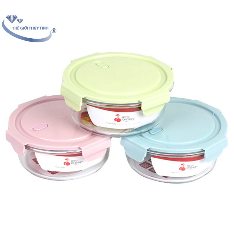 Hộp Thủy Tinh Thố Thủy Tinh Tròn 620ML Cao Cấp Đựng Thực Phẩm - Màu Ngẫu Nhiên