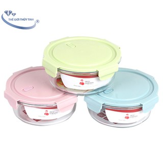 Hộp Thủy Tinh Thố Thủy Tinh Tròn 620ML Cao Cấp Đựng Thực Phẩm - Màu Ngẫu Nhiên