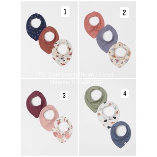 [H.M chính hãng]Set 3 yếm cổ, khăn quàng cổ cotton hoạ tiết bé trai & gái